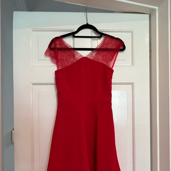 The kooples red dress with lace sleeves a line holiday - Picture 7 of 8